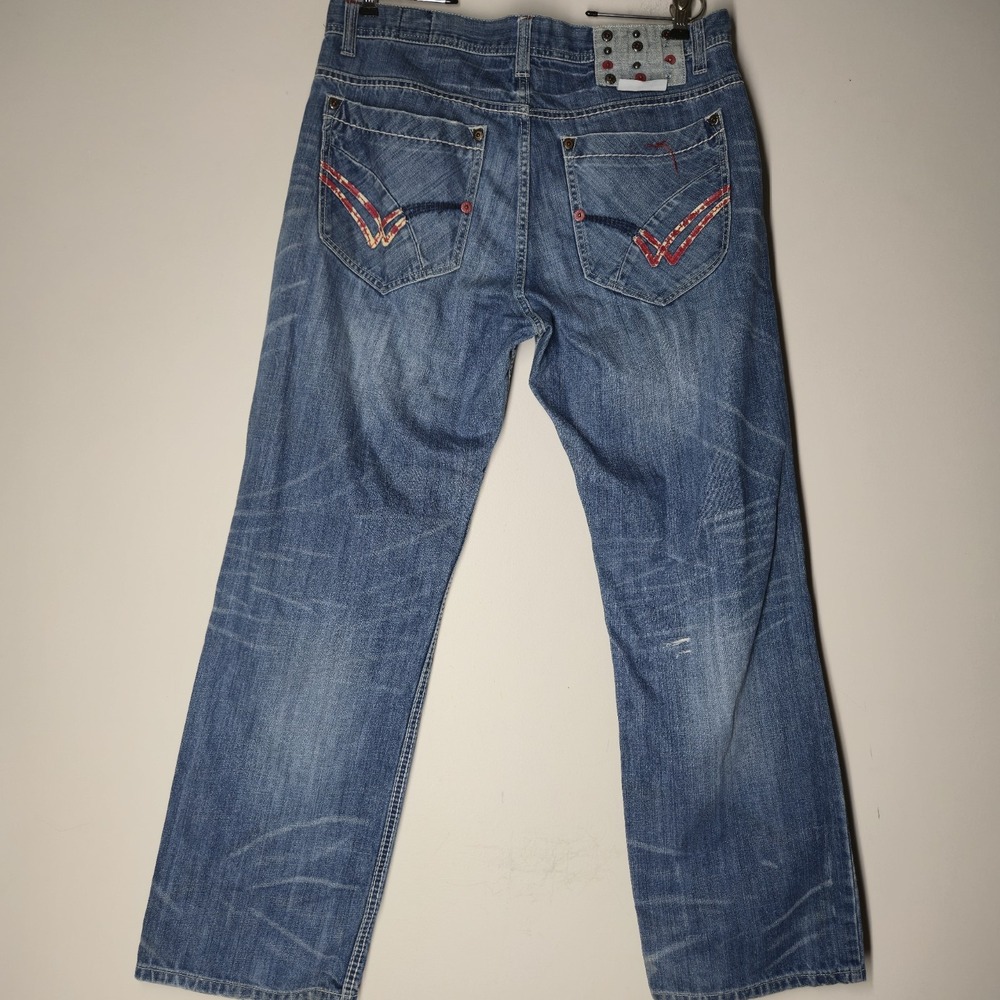 Parish Nation Jeans Mens Size 36 Distressed Button Fly Y2K Baggy Faded